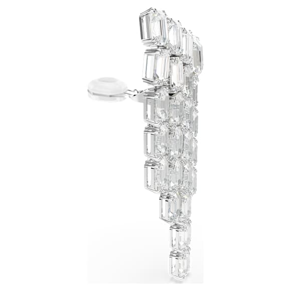 Millenia Ohrclips, Oktagon-Schliff, Chandelier, Weiß, Rhodiniert - Swarovski, 5705796