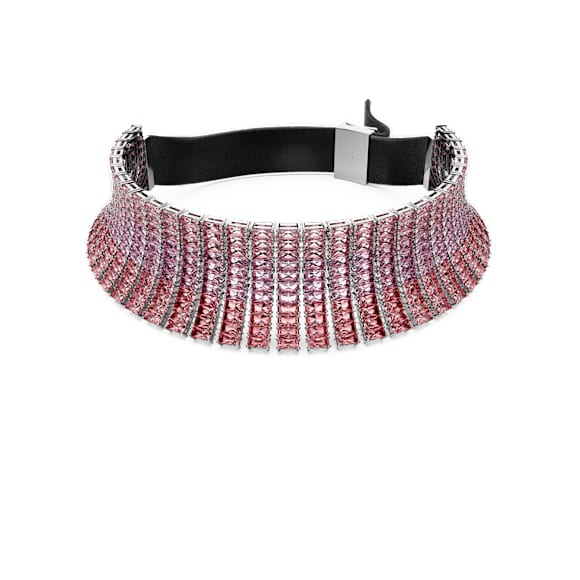 Matrix choker, Baguette cut, Pink, Rhodium plated - Swarovski, 5705800
