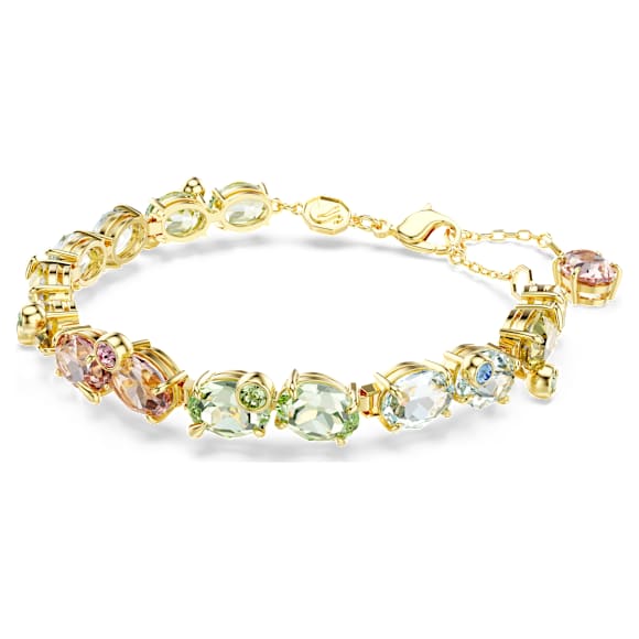 Gema Tennis bracelet, Mixed cuts, Multicolored, Gold-tone plated - Swarovski, 5705808