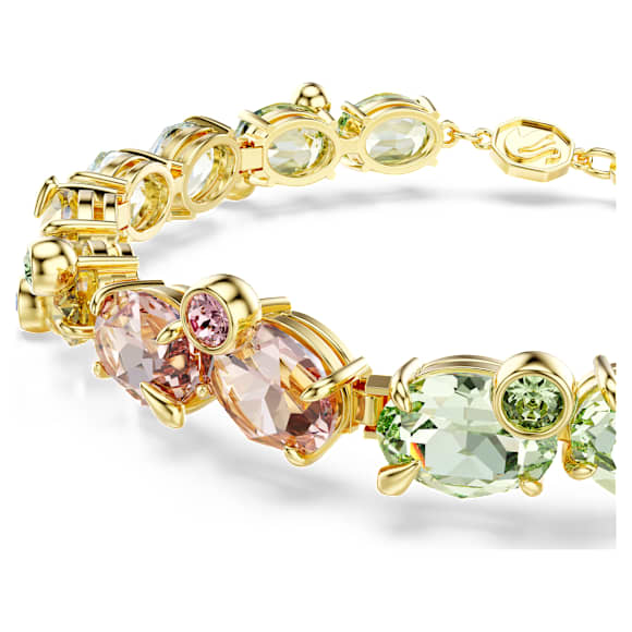 Gema Tennis bracelet, Mixed cuts, Multicolored, Gold-tone plated - Swarovski, 5705808