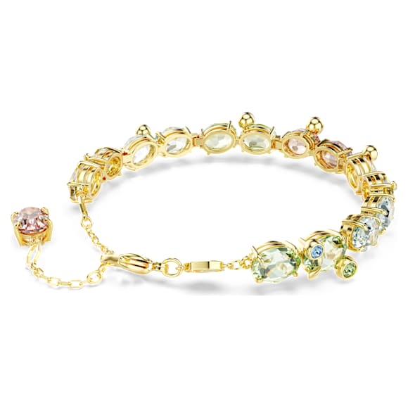 Gema Tennis bracelet, Mixed cuts, Multicolored, Gold-tone plated - Swarovski, 5705808