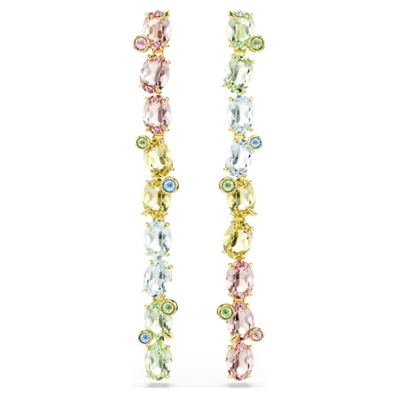 Gema Hängande örhängen, Asymmetrisk design, Blandade slipningar, Långa, Flerfärgade, 18K guldfinish - Swarovski, 5705809