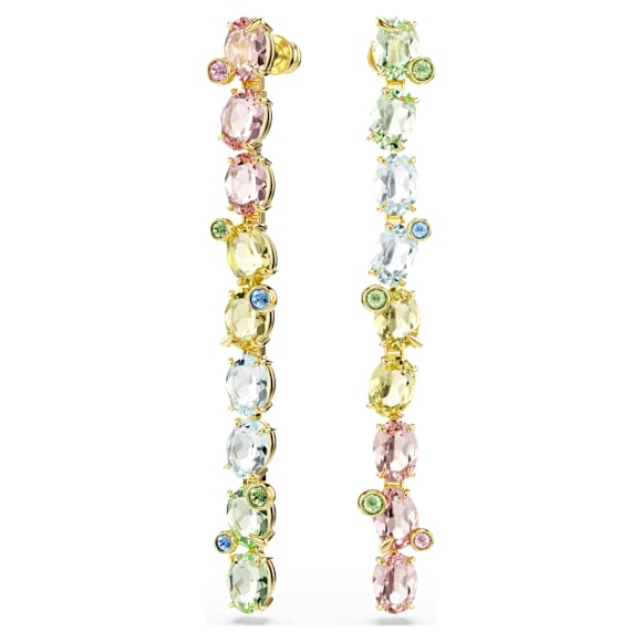 Gema Hängande örhängen, Asymmetrisk design, Blandade slipningar, Långa, Flerfärgade, 18K guldfinish - Swarovski, 5705809