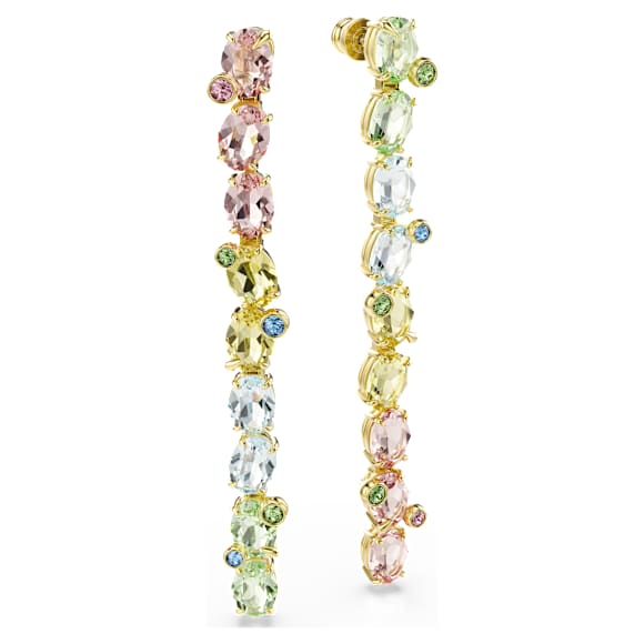 Gema Hängande örhängen, Asymmetrisk design, Blandade slipningar, Långa, Flerfärgade, 18K guldfinish - Swarovski, 5705809