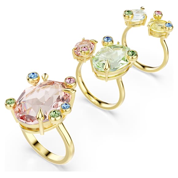Prsten Gema, Sada (3), Různé výbrusy, Vícebarevný, Povrchová úprava z 18k zlata - Swarovski, 5705813