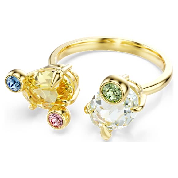 Prstan Gema, Komplet (3), Mešani rezi, Večbarven, PVD zlatega odtenka - Swarovski, 5705814