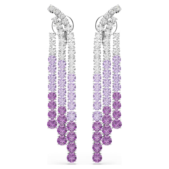 Matrix Clip earrings, Color gradient, Round cuts, Purple, Rhodium plated - Swarovski, 5705831