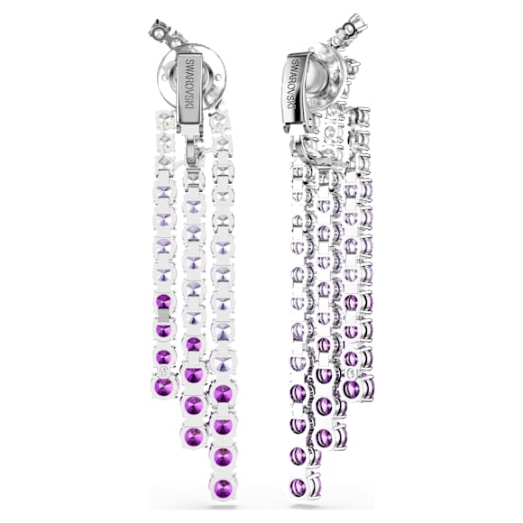 Boucles D'oreilles Mauve Dégradé Avec Strass - Métal Argenté Sans Nickel - Neuf Avec étiquettes
