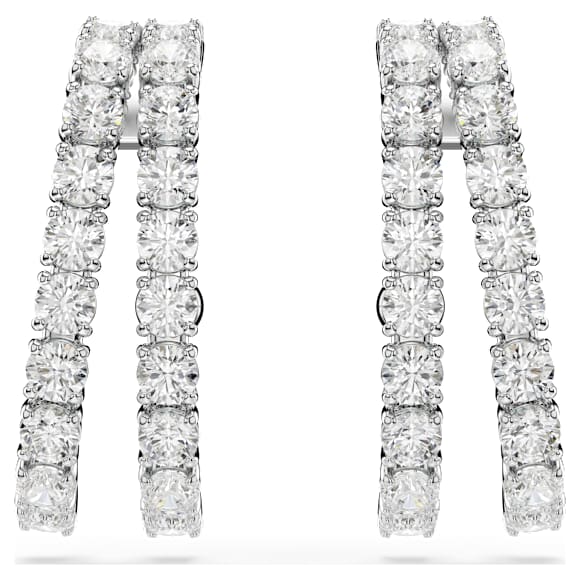 Matrix イヤーカフ, ラウンドカット, ホワイト, ロジウム・プレー