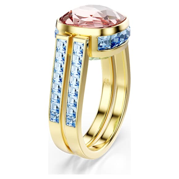 Chroma 링, 쿠션 컷, 멀티컬러, 18K 골드 피니시 - Swarovski, 5706307