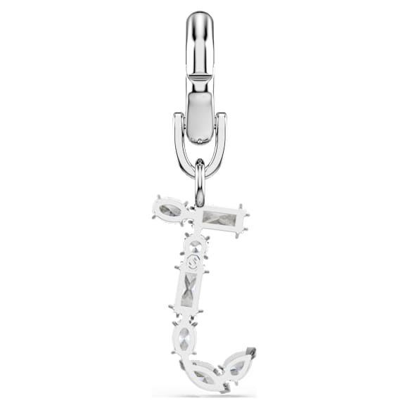 Symbolica charm, J, White, Rhodium plated - Swarovski, 5706330