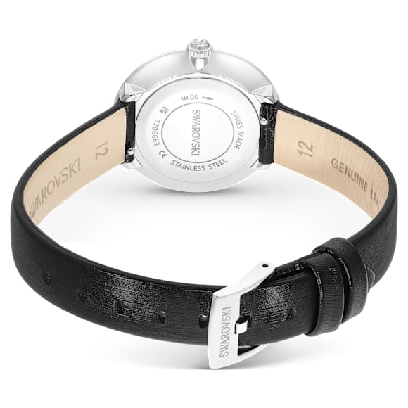 Matrix Tennis watch, Swiss Made, Leather strap, Black, Stainless Steel - Swarovski, 5706663