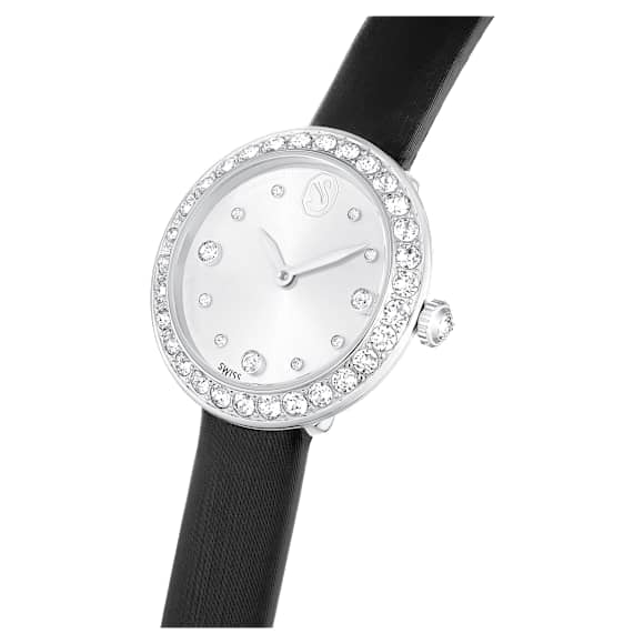 Matrix Tennis watch, Swiss Made, Leather strap, Black, Stainless Steel - Swarovski, 5706663