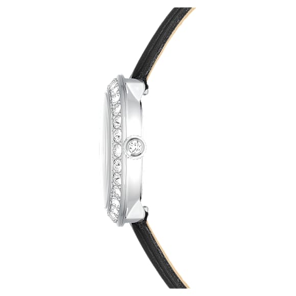 Matrix Tennis watch, Swiss Made, Leather strap, Black, Stainless Steel - Swarovski, 5706663