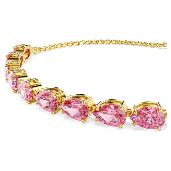 Pulseira Matrix, Lapidação pera, Rosa, Acabamento em ouro de 18 quilates - Swarovski, 5707187