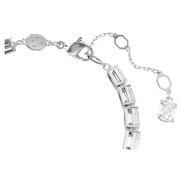 Matrix Tennis bracelet, Baguette cut, White, Rhodium plated - Swarovski, 5707200