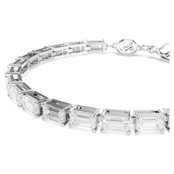 Bracelet Tennis Matrix, Taille baguette, Blanc, Métal rhodié - Swarovski, 5707200