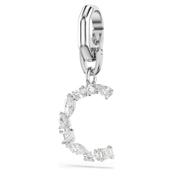 Symbolica charm, C, White, Rhodium plated - Swarovski, 5707228