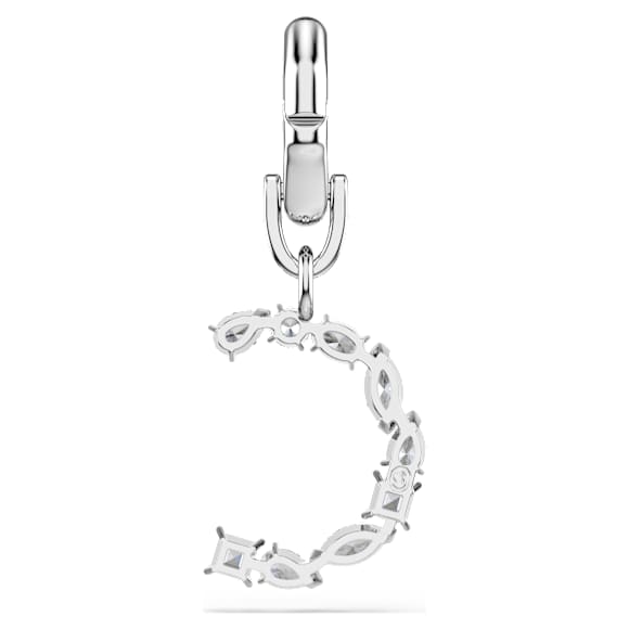 Symbolica charm, C, White, Rhodium plated - Swarovski, 5707228