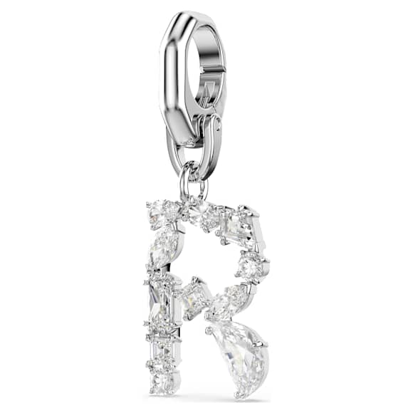 Symbolica charm, R, White, Rhodium plated - Swarovski, 5707282