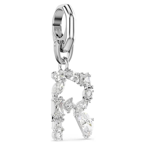 Symbolica charm, R, White, Rhodium plated - Swarovski, 5707282