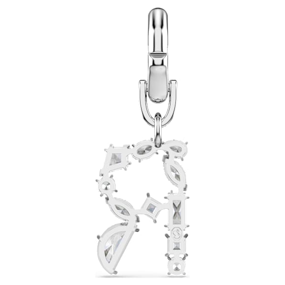 Symbolica charm, R, White, Rhodium plated - Swarovski, 5707282