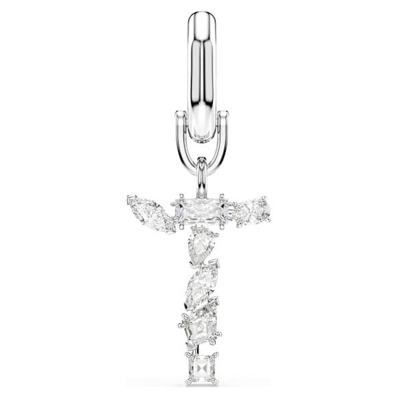 Charm Symbolica, T, Bianco, Placcato rodio - Swarovski, 5707283