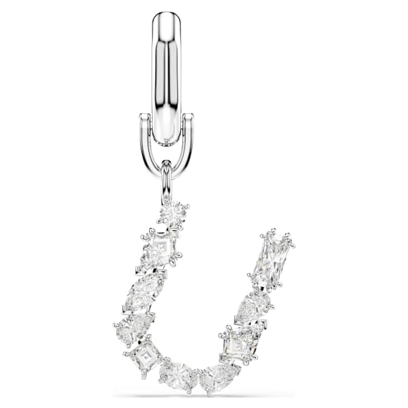 Symbolica charm, U, White, Rhodium plated - Swarovski, 5707284