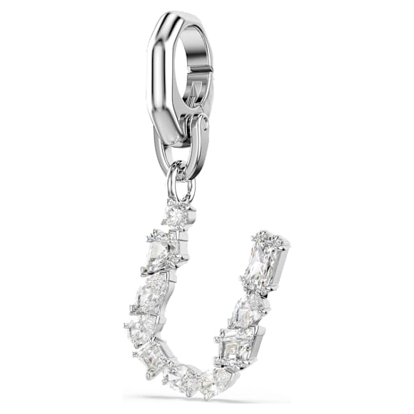 Symbolica charm, U, White, Rhodium plated - Swarovski, 5707284
