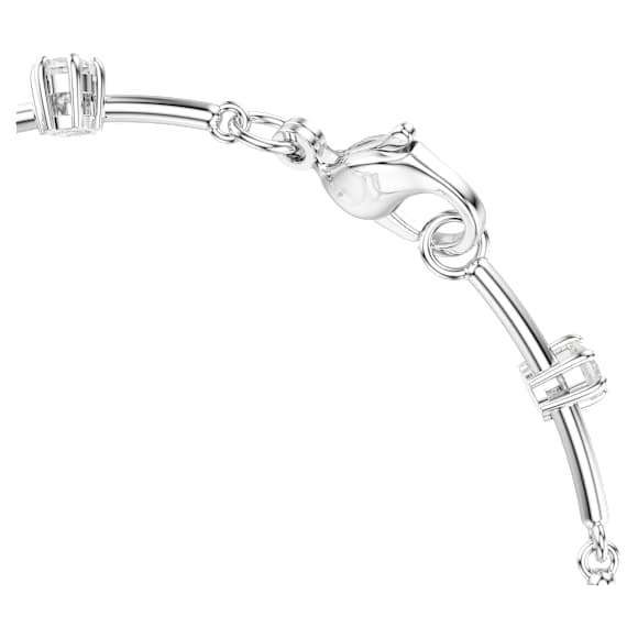 Constella Tennis bracelet, Crystal pearl, Round cuts, White, Rhodium plated - Swarovski, 5707511