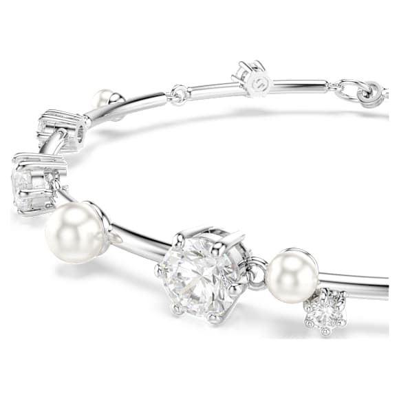 Constella Tennisarmband, Crystal Pearl, Ronde slijpvormen, Wit, Rodium toplaag - Swarovski, 5707511