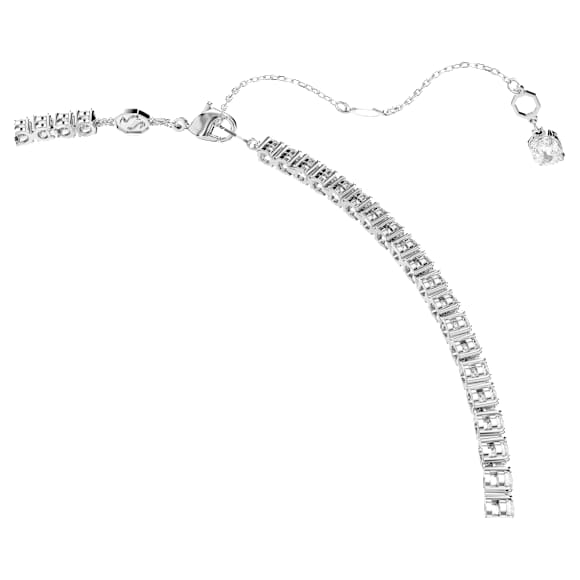 Matrix Y necklace, Round cut, White, Rhodium plated - Swarovski, 5707988