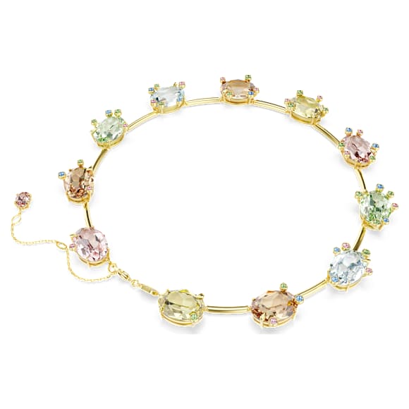 Gema necklace, Mixed cuts, Multicolored, 18K gold finish - Swarovski, 5708027