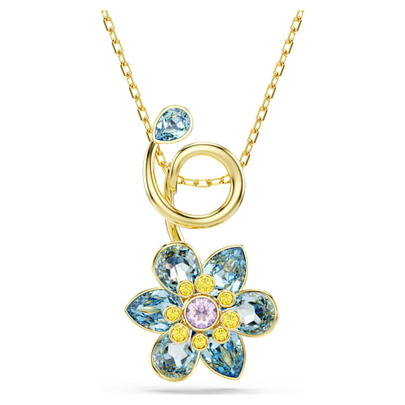 Idyllia Anhänger, Verschiedene Schliffe, Blume, Blau, Goldlegierungsschicht - Swarovski, 5709029