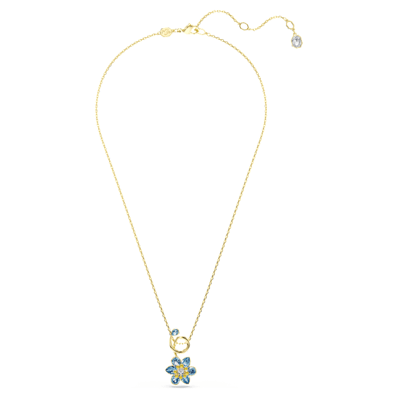 Idyllia medál, Vegyes metszés, Virág, Kék, 18 kt-os aranybevonat - Swarovski, 5709029
