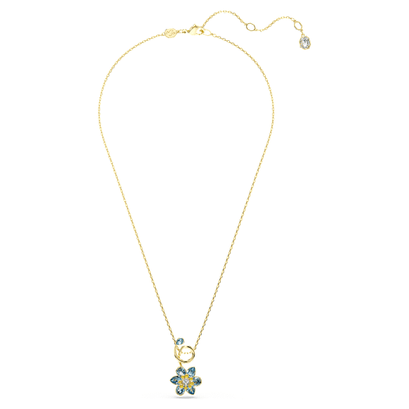 Pandantiv Idyllia, Tăieturi mixte, Floare, Albastru, Placat cu auriu - Swarovski, 5709029