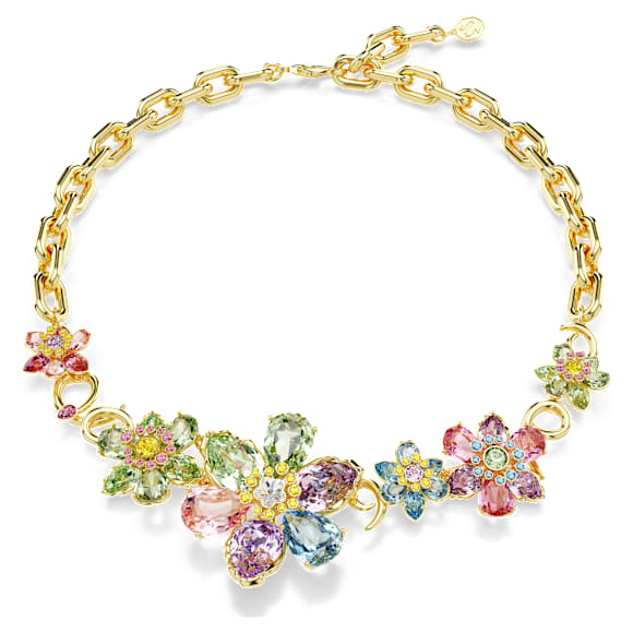 Idyllia Halskette, Verschiedene Schliffe, Blume, Mehrfarbig, Goldlegierungsschicht - Swarovski, 5709030