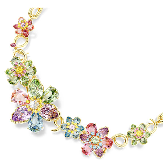 Idyllia Halskette, Verschiedene Schliffe, Blume, Mehrfarbig, Goldlegierungsschicht - Swarovski, 5709030