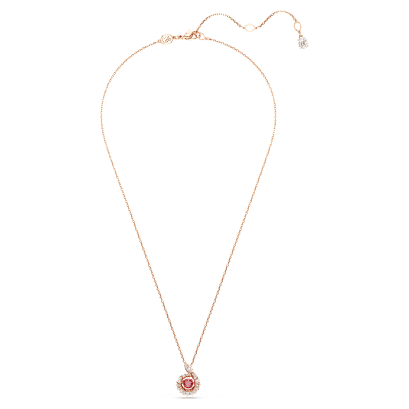 Snake จี้สร้อยคอ, ผสมผสานเหลี่ยมเจียระไนหลายหลายรูปแบบ, ปีมะเส็ง, แดง, เคลือบโทนสีโรสโกลด์ - Swarovski, 5709089