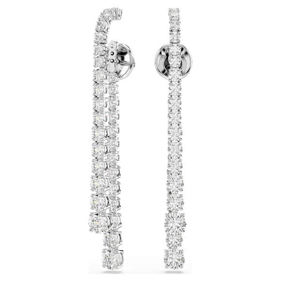 Matrix csepp alakú fülbevaló, Átmenetes Körmetszés, Fehér, Ródium bevonattal - Swarovski, 5709257