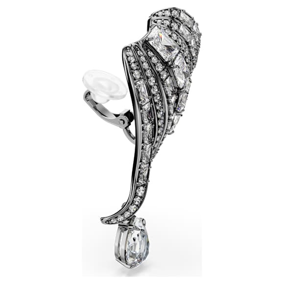 The Vienna Collection 扣式耳環, 羽毛, 白色, 鍍黑鉻色 - Swarovski, 5709265