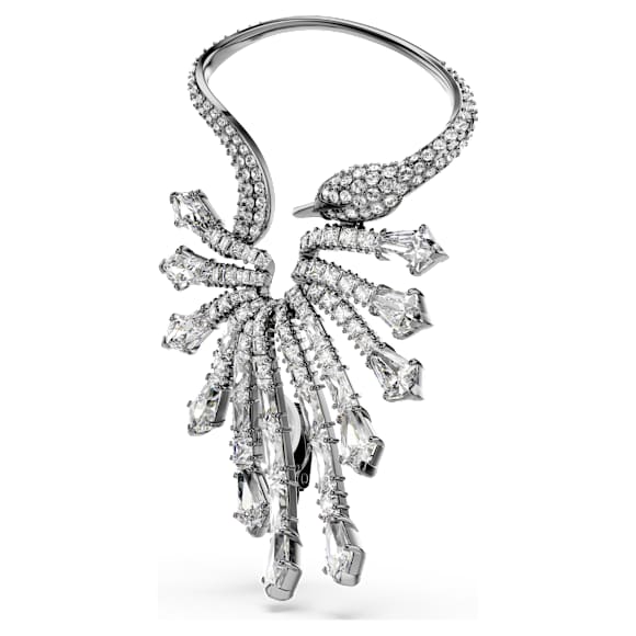 Orecchino ear cuff The Vienna Collection, Cigno, Bianco, Placcato rutenio - Swarovski, 5709266