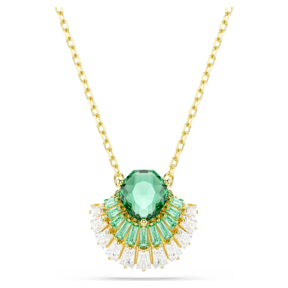 Pendente Idyllia, Taglio misto, Conchiglia, Verde, Placcato color oro - Swarovski, 5709377