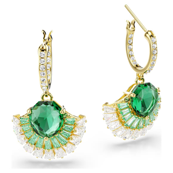 Orecchini pendenti Idyllia, Taglio misto, Conchiglia, Verdi, Placcato color oro - Swarovski, 5709378