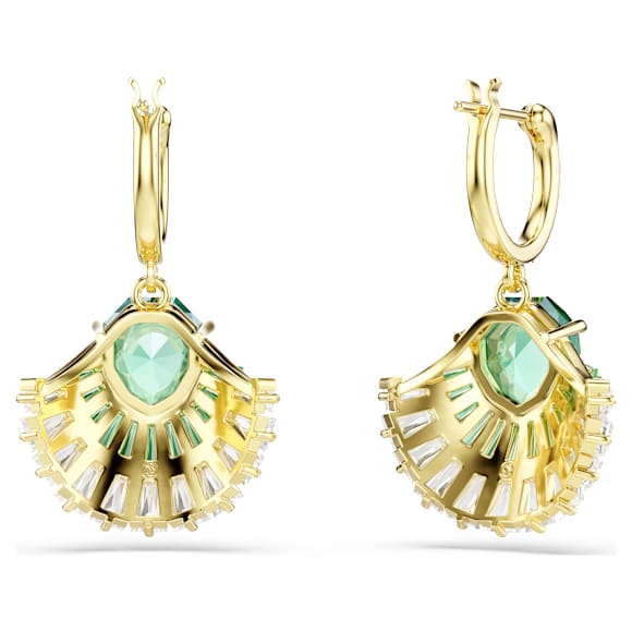 Orecchini pendenti Idyllia, Taglio misto, Conchiglia, Verdi, Placcato color oro - Swarovski, 5709378
