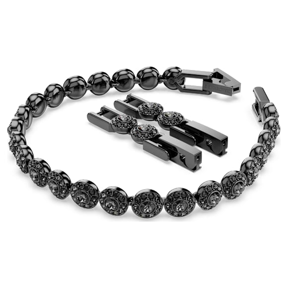 Una Angelic bracelet, Round cut, Black, Ruthenium plated - Swarovski, 5709411