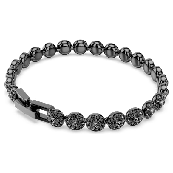 Pulseira Una Angelic, Lapidação redonda, Preta, Lacada a ródio - Swarovski, 5709411