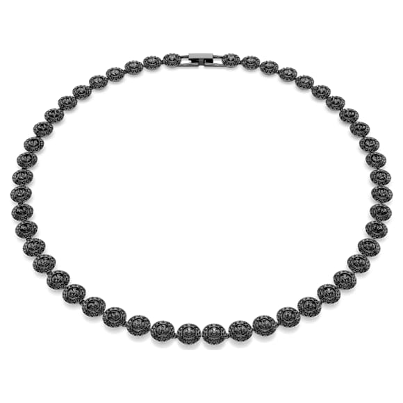 Una Angelic necklace, Round cut, Black, Ruthenium plated - Swarovski, 5709412