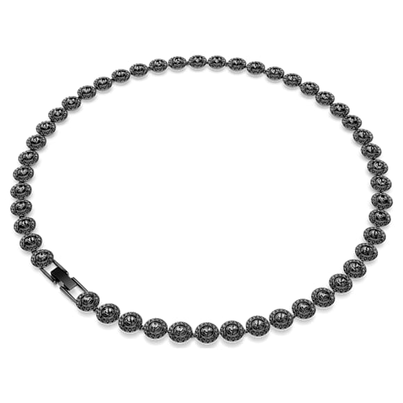 Una Angelic necklace, Round cut, Black, Ruthenium plated - Swarovski, 5709412
