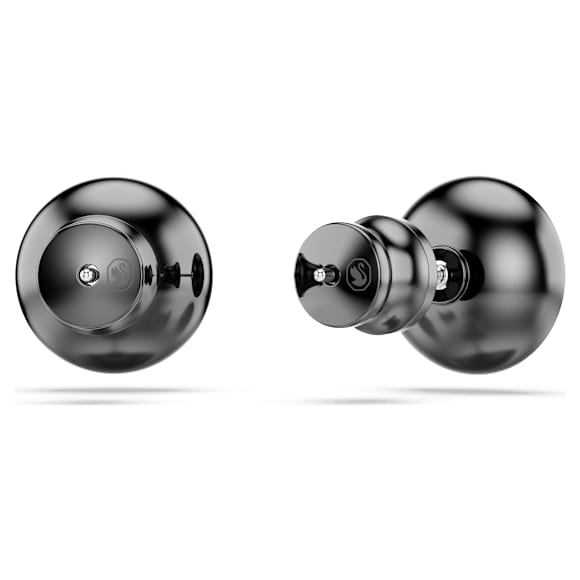 Una Angelic stud earrings, Round cut, Black, Ruthenium plated - Swarovski, 5709413
